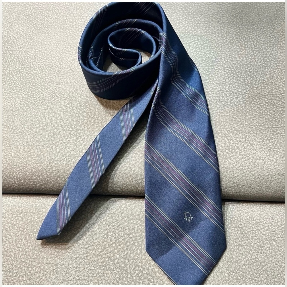 Vintage Christian Dior 
 Blue and Red Striped Tie